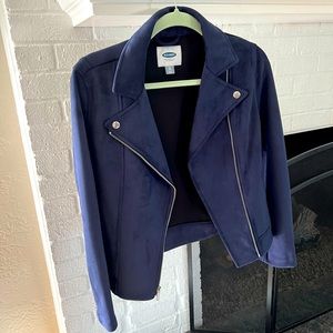 Brand New / Navy Suede Moto Jacket